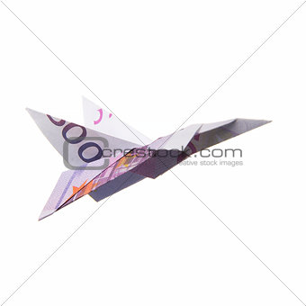 origami airplane from banknotes