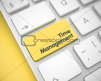 Time Management - Text on Yellow Keyboard Button. 3D.
