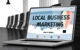 Local Business Marketing Concept on Laptop Screen. 3D.