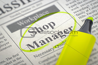 Shop Manager Job Vacancy. 3D.