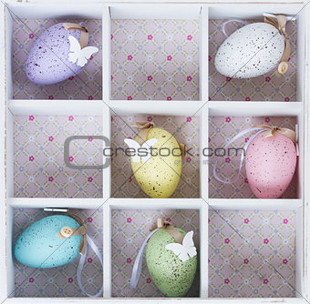 Easter eggs in box