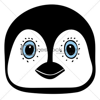 Penguin Cute animal head  funny cartoon