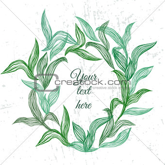 Vector background with beautiful line leaves