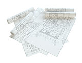Rolled House Blueprints. Isolated