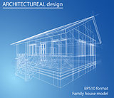 Blueprint of house. Wire-frame style