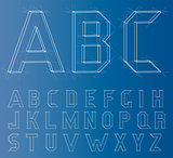 Wireframe Alphabet Font. Vector