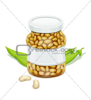 Glass jar with Bean and pods