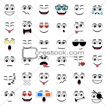 Abstract flat style emoticon icon set.