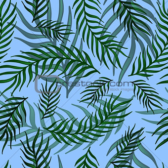 Seamless exotic pattern with palm leaves .