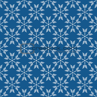 Seamless pattern with snowflakes on blue