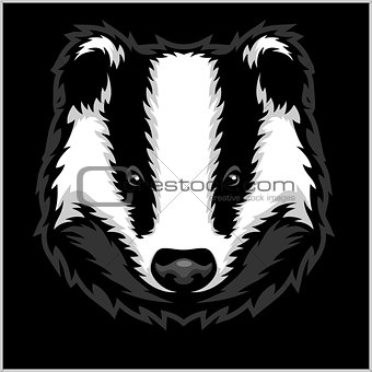 Badger Head black and white