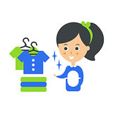 Cleanup Service Maid And Clean Clothes, Cleaning Company Infographic Illustration