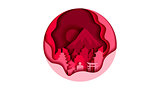 Japan circle icon flat style architecture buildings monuments town city country travel printed materials