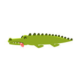 Crocodile Laying Dead And Sick , Cartoon Character And His Everyday Wild Animal Activity Illustration