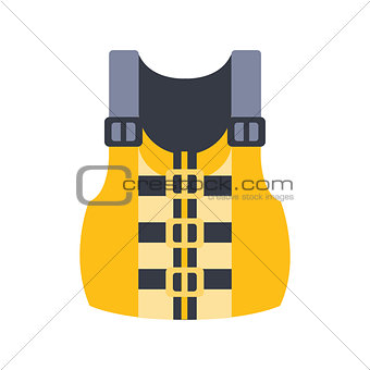 Yellow And Grey Life Vest, Part Of Boat And Water Sports Series Of Simple Flat Vector Illustrations