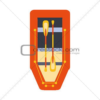 Red Inflatable Raft With Two Peddles, Part Of Boat And Water Sports Series Of Simple Flat Vector Illustrations