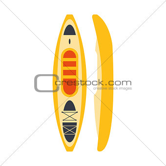Yellow Plastic Kayak From Two Perspectives, Part Of Boat And Water Sports Series Of Simple Flat Vector Illustrations