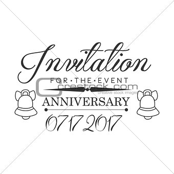 Graduation Anniversary Party Black And White Invitation Card Design Template With Calligraphic Text