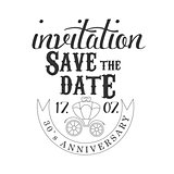Anniversary Party Black And White Invitation Card Design Template With Calligraphic Text And Carriage