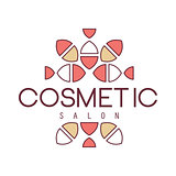 Natural Beauty Salon Hand Drawn Cartoon Outlined Sign Design Template With Geometric Simple Pattern Separated By Text