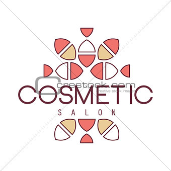 Natural Beauty Salon Hand Drawn Cartoon Outlined Sign Design Template With Geometric Simple Pattern Separated By Text
