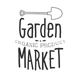 Garden Organic Product Market Black And White Promo Sign Design Template With Calligraphic Text