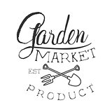Garden Market Product Black And White Promo Sign Design Template With Calligraphic Text