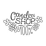 100 Percent Garden Shop Black And White Promo Sign Design Template With Calligraphic Text With Flowers