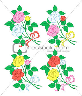 Flowers rose, set