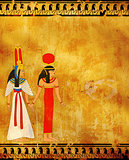 Grunge background with old stucco texture and Egyptian goddess I