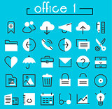 Office 1 linear icons collection