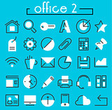 Office 2 linear icons collection