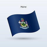 State of Maine flag waving form. Vector illustration.