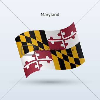 State of Maryland flag waving form. Vector illustration.