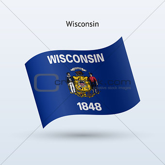 State of Wisconsin flag waving form. Vector illustration.