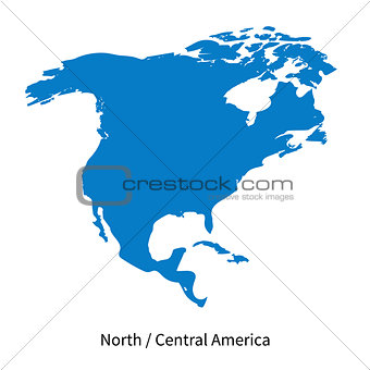Detailed vector map of North and Central America Region