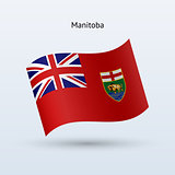 Canadian province of Manitoba flag waving form. Vector illustration.