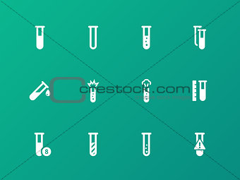 Test-tube icons on green background.