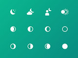 Seamless moon phase icons on green background.