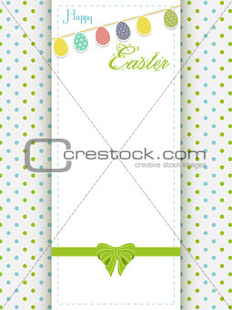 Happy Easter greeting card an eggs bunting