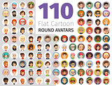 Flat Cartoon Round Avatars Big Collection