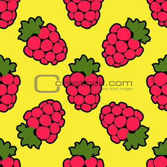 Seamless raspberry background yellow pattern