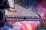 Space Shuttle taking off on a mission. Elements of this image furnished by NASA