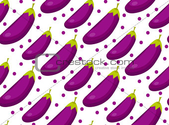 Eggplant seamless pattern. Aubergine endless background, texture. Vegetable backdrop. Vector illustration.