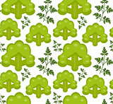 Broccoli seamless pattern. Healthy food endless background, texture. Vegetable backdrop. Vector illustration.
