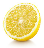 half of yellow lemon citrus fruit isolated on white