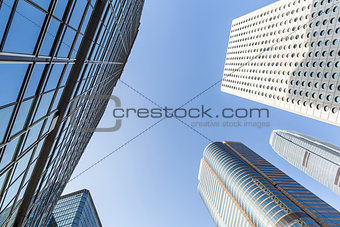 Tops of skyscrapers and blue sky