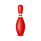Bowling pin in red design with white stripes