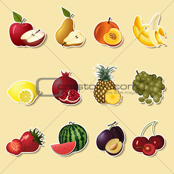 fruits and berries sectiona: apple, pear, banana