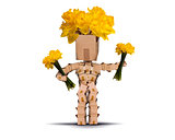 Boxman holding bunches of daffodils